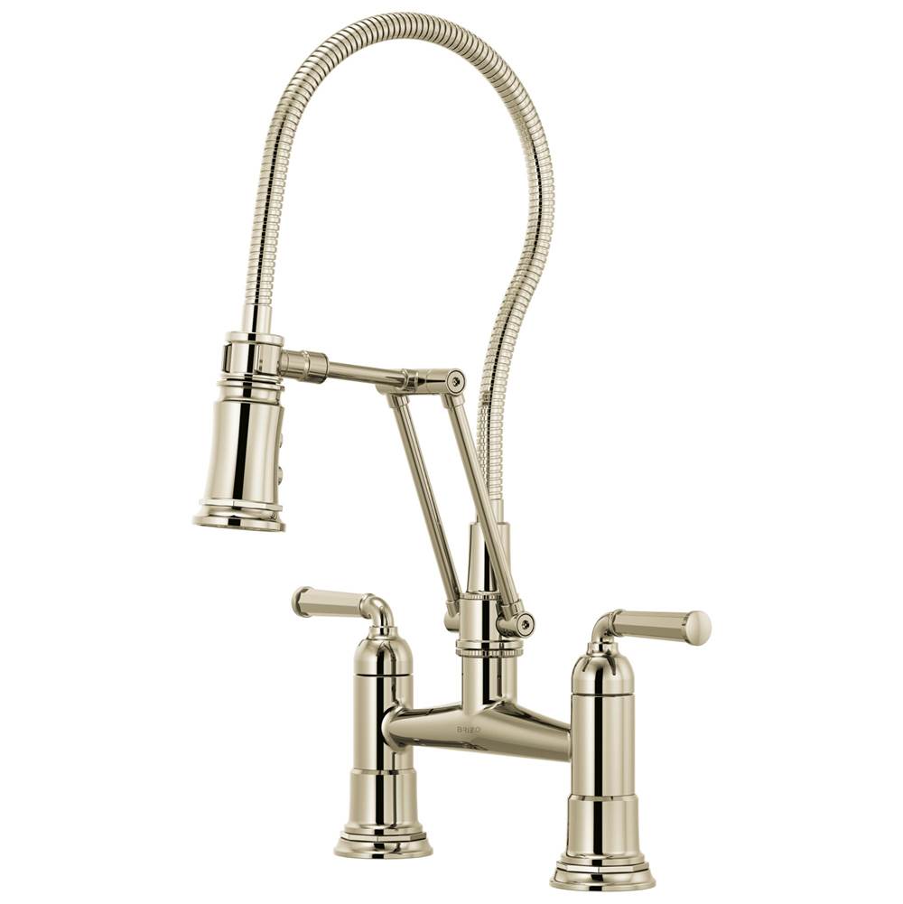 Brizo Rook® Articulating Bridge Faucet with Finished Hose
