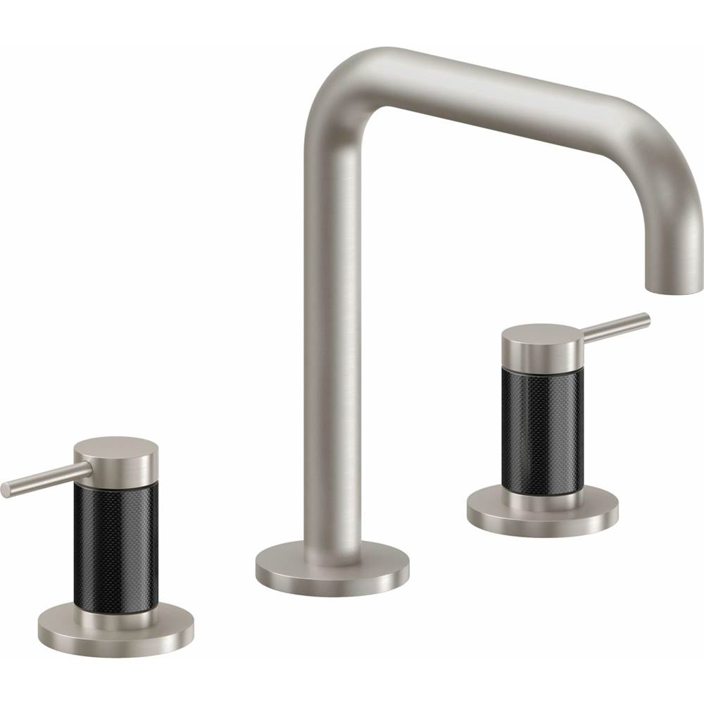 California Faucets 8'' Widespread Lavatory Faucet with ZeroDrain - Quad Spout; Carbon Fiber Insert