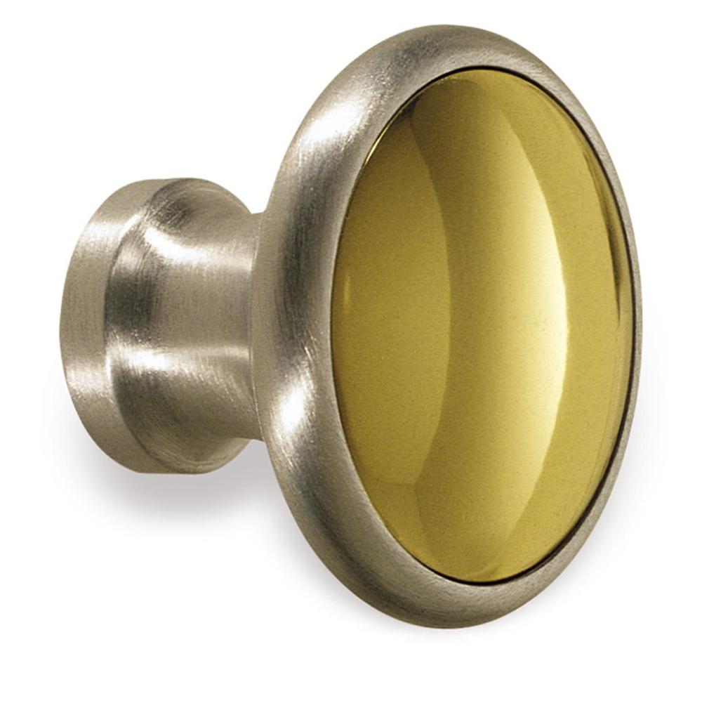 Colonial Bronze Cabinet Knob Hand Finished in Satin Chrome and Light Statuary Bronze
