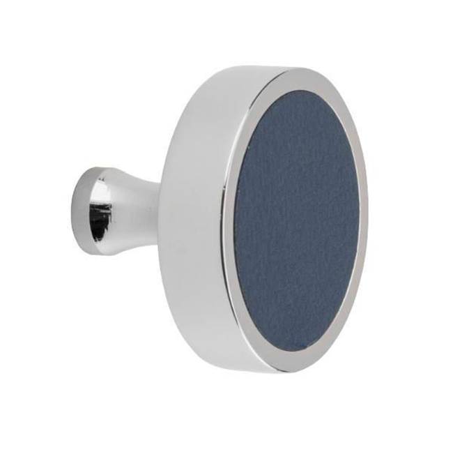 Colonial Bronze Leather Accented Round Cabinet Knob With Flared Post, Matte Satin Copper x Shagreen White Leather