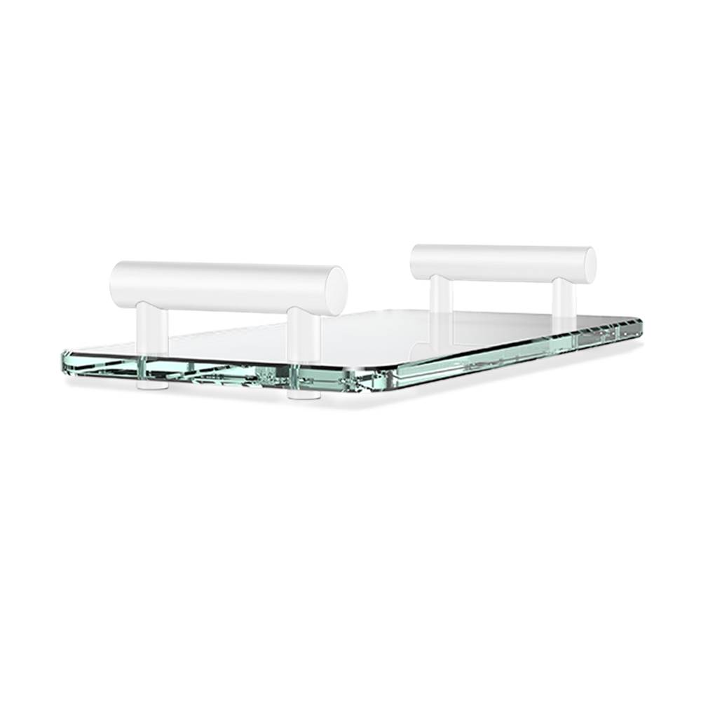 Decor Walther DW Bar Tab Tray - White Matte / Clear Glass