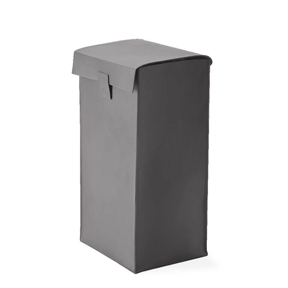 Decor Walther DW Nappa Wb Laundry Basket With Cover - Nappa Genuine Leather Smoke-Grey