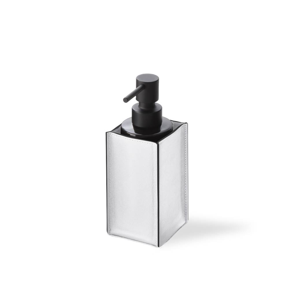 Decor Walther DW Nappa Ssp Soap Dispenser - Genuine Leather Snow-White Glass Bottle Black / Pump Black Matte