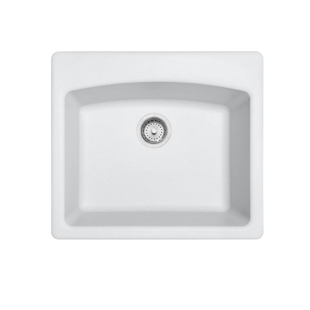 Franke Ellipse 25.0-in. x 22.0-in. Polar White Granite Dual Mount Single Bowl Kitchen Sink - ESPW25229-1