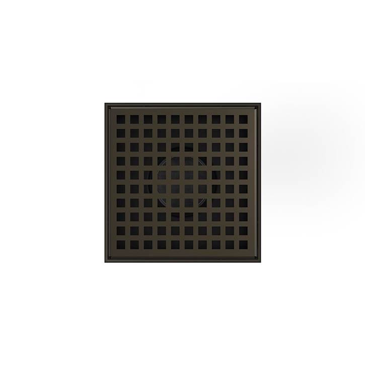 Infinity Drain 5'' x 5'' LQD 5 Squares Pattern Complete Kit in Oil Rubbed Bronze with PVC Drain Body, 2'' Outlet