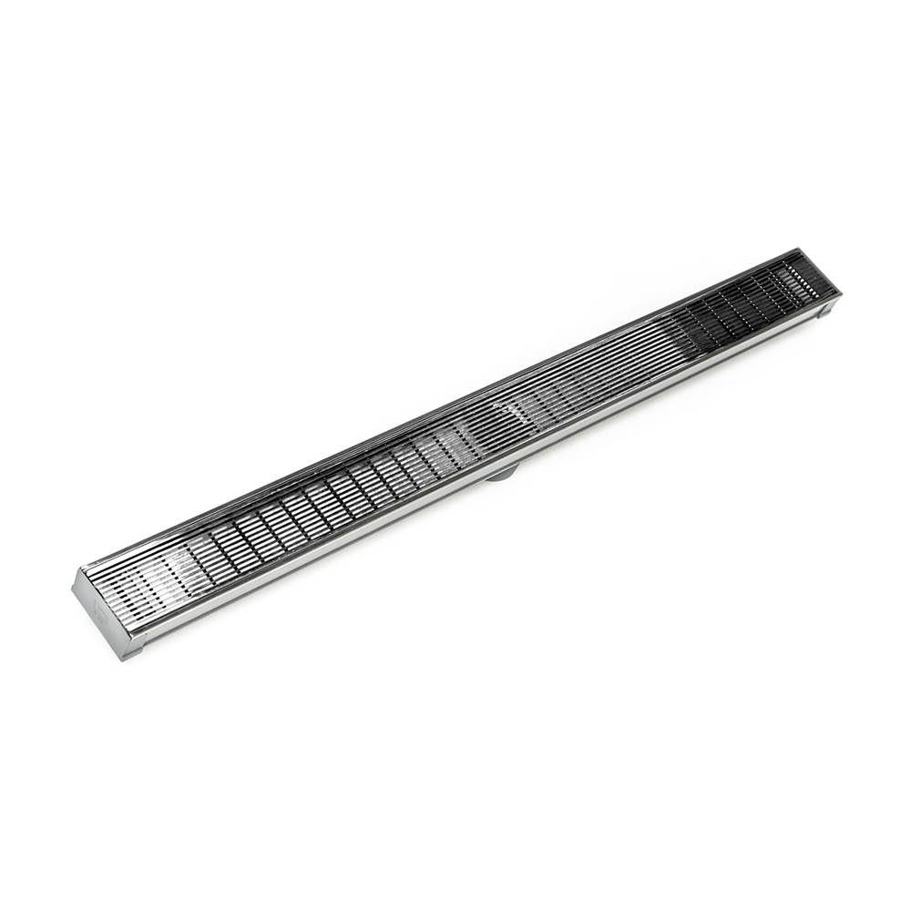 Infinity Drain 96'' S-PVC Series Low Profile Complete Kit with 2 1/2'' Wedge Wire Grate in Polished Stainless