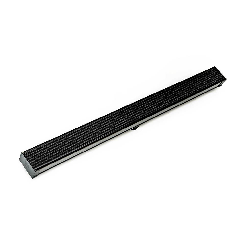 Infinity Drain 36'' S-PVC Series Low Profile Complete Kit with 2 1/2'' Perforated Offset Slot Grate in Matte Black