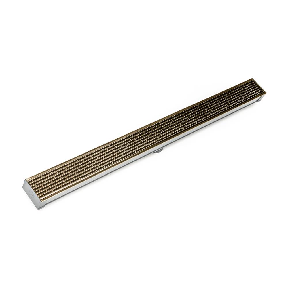 Infinity Drain 36'' S-PVC Series Low Profile Complete Kit with 2 1/2'' Perforated Offset Slot Grate in Satin Bronze