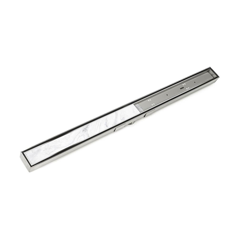 Infinity Drain 60'' S-Stainless Steel Series Complete Kit with Low Profile Tile Insert Frame in Polished Stainless