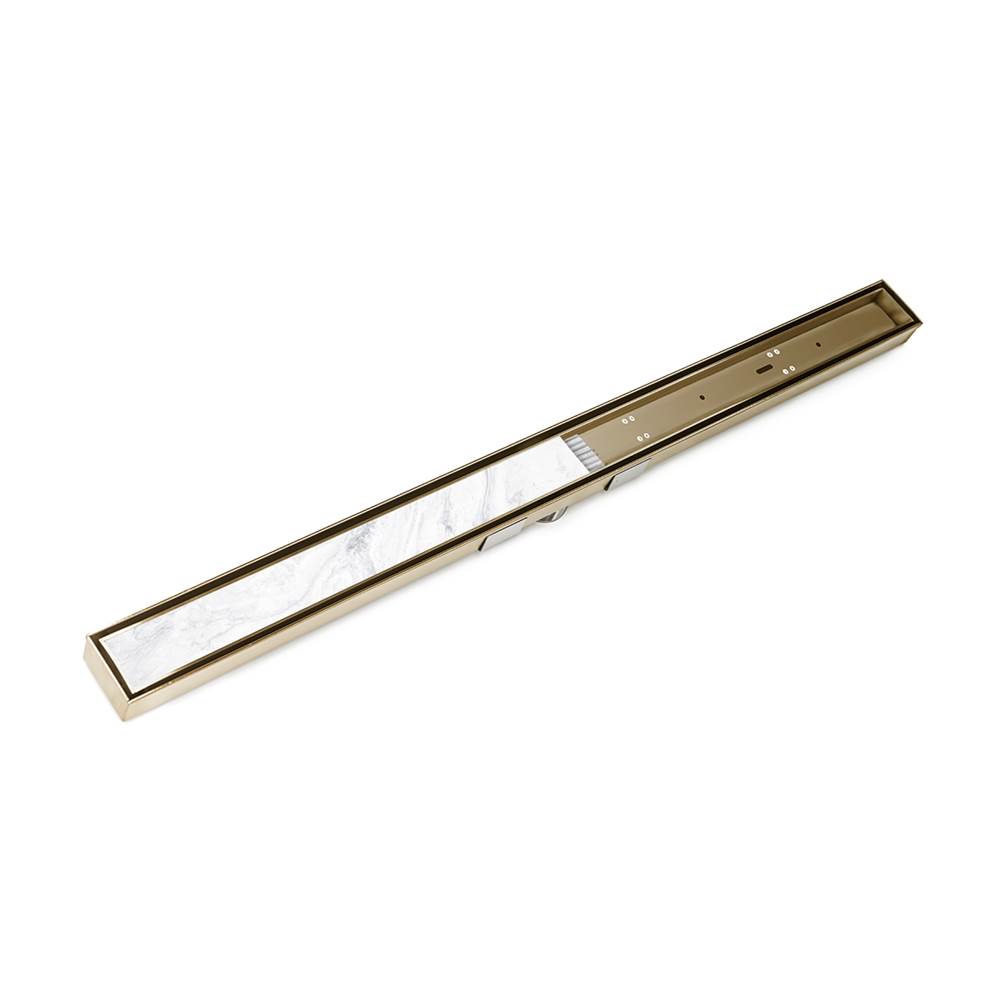 Infinity Drain 60'' S-Stainless Steel Series Complete Kit with Tile Insert Frame in Satin Bronze