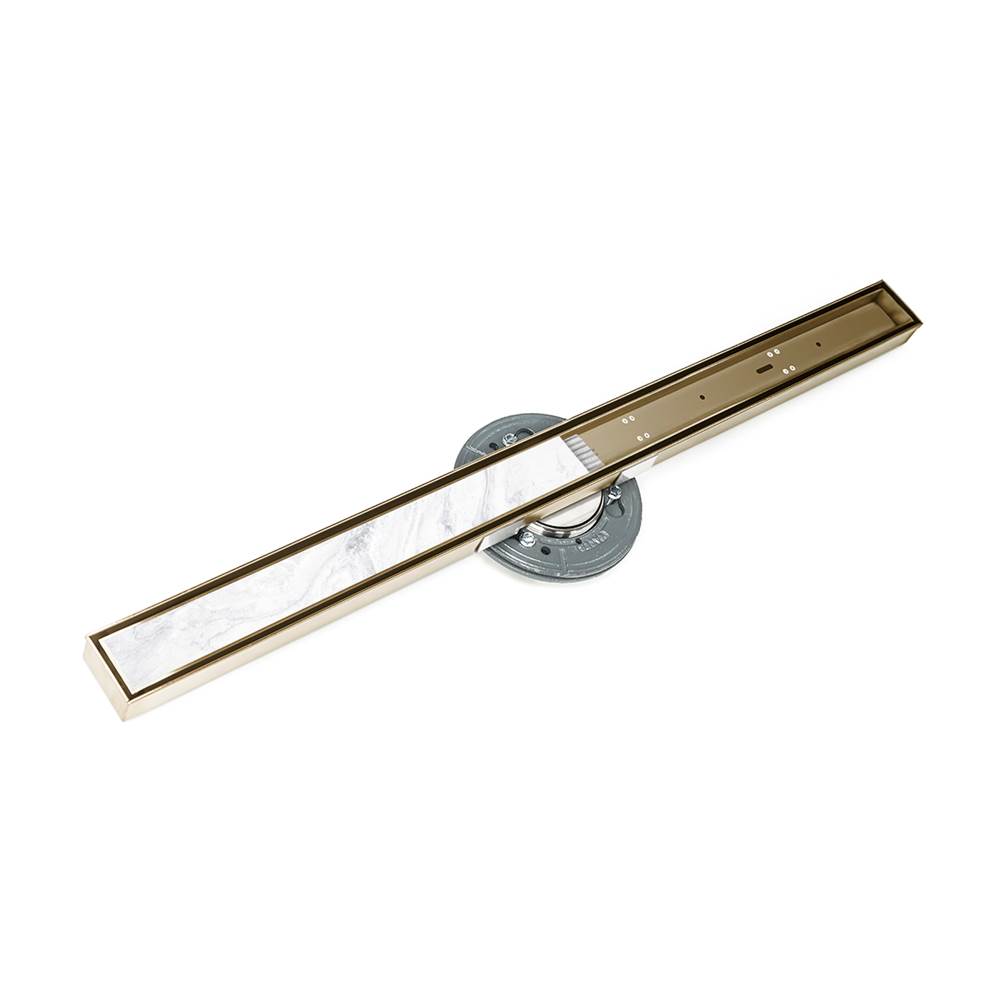 Infinity Drain 48'' S-Stainless Steel Series High Flow Complete Kit with Tile Insert Frame in Satin Bronze with PVC Drain Body, 3'' Outlet
