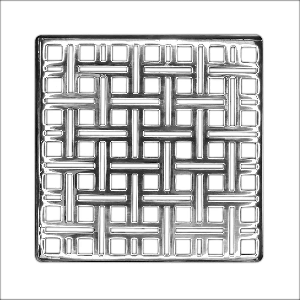 Infinity Drain 5'' x 5'' Weave Pattern Decorative Plate for V 5, VD 5, VDB 5 in Polished Stainless
