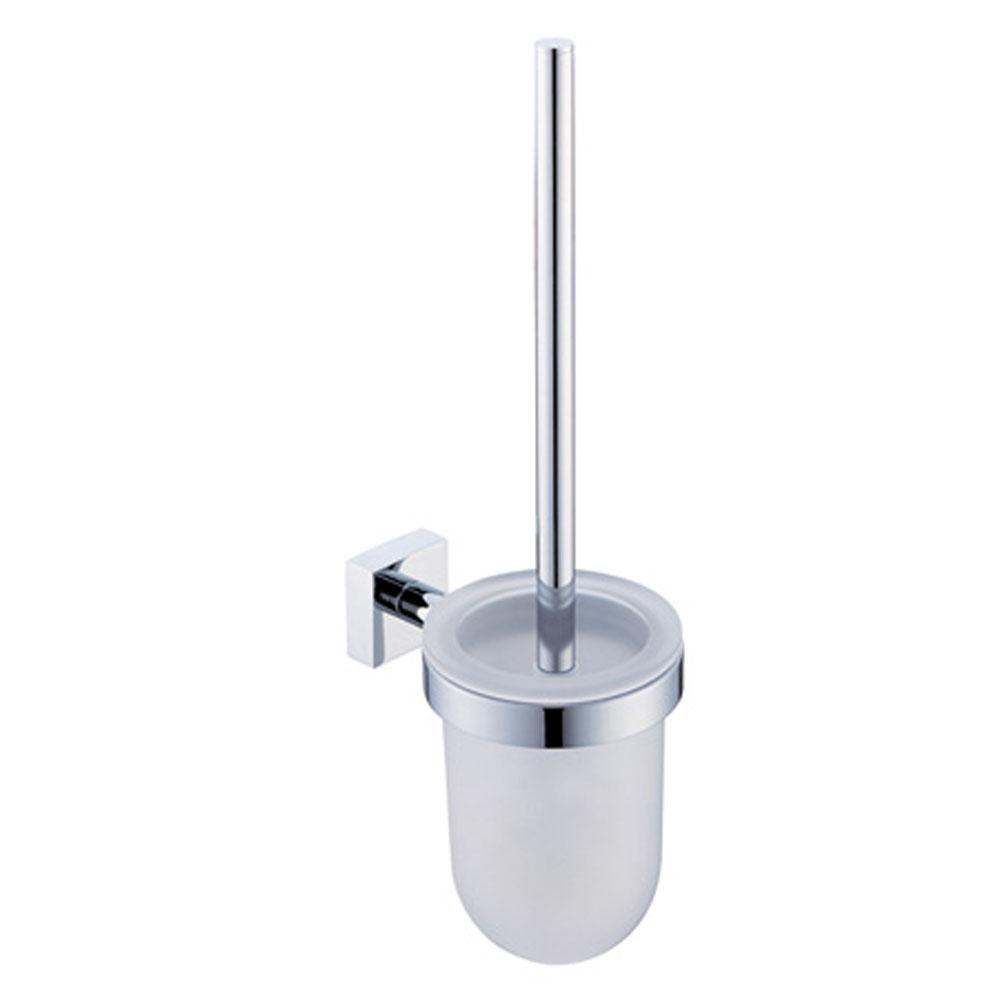 Kartners MADRID - Wall Mounted Toilet Brush Set with Frosted Glass-Glossy White