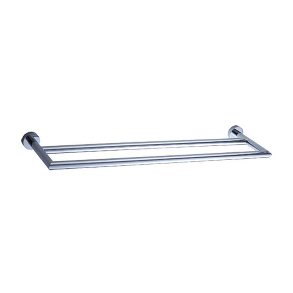 Lacava Wall-mount double towel bar made of chrome plated brass . W: 24 5/8'', D: 6 1/4''