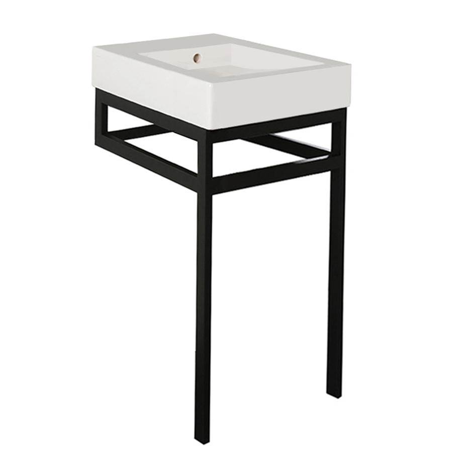 Lacava Floor-standing metal console stand with a towel bar (Bathroom Sink 5066A sold separately), made of stainless steel or brass.