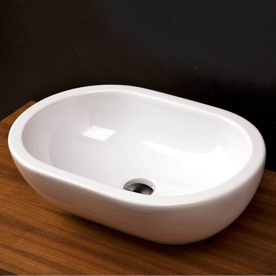 Lacava Vessel porcelain Bathroom Sink without an overflow, finished back.23 5/8''W, 15 3/4''D, 7 1/8''H