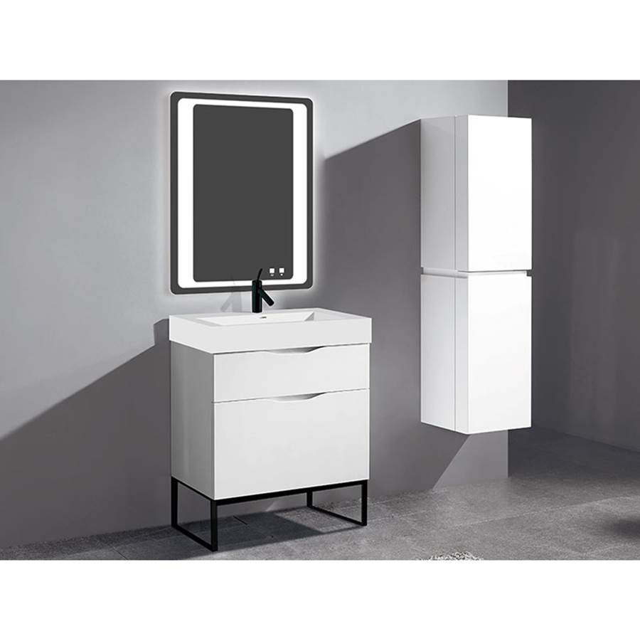 Madeli Milano 36''. White, Free Standing Cabinet, Brushed Nickel L-Legs (X4), 35-5/8'' X 18'' X 33-1/2''