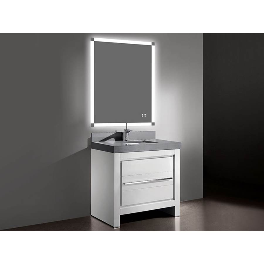 Madeli Vicenza 36''. White, Free Standing Cabinet, Brushed Nickel , Handle(X1)/Leg Plates (X2), 35-5/8''X 22''X32-1/16''