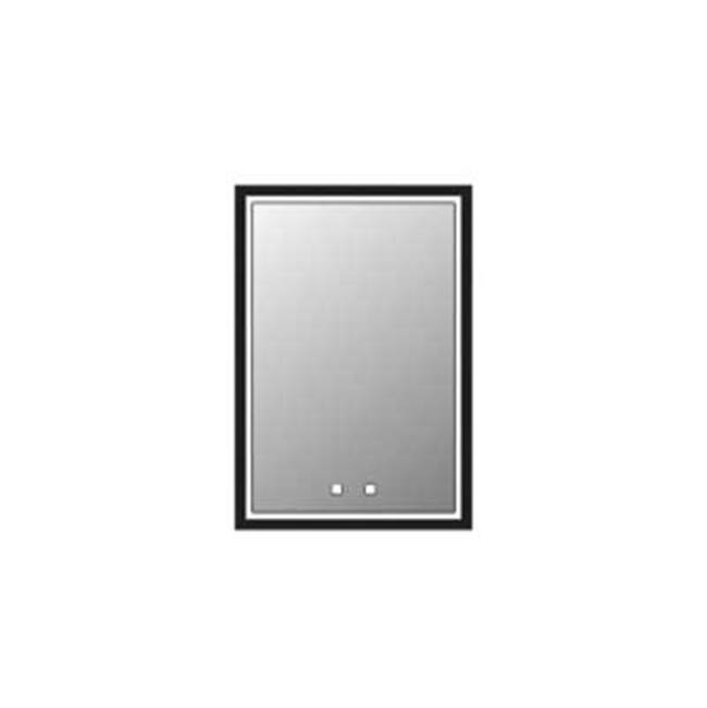 Madeli Illusion Lighted Mirrored Cabinet , 20X36''Right Hinged-Recessed Mount, Satin Brass Frame-Lumen Touch+, Dimmer-Defogger-2700/4000 Kelvin
