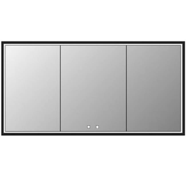 Madeli Illusion Lighted Mirrored Cabinet , 72X36''-24L/24L/24R-Recessed Mount, Matte Black Frame-Lumen Touch+, Dimmer-Defogger-2700/4000 Kelvin