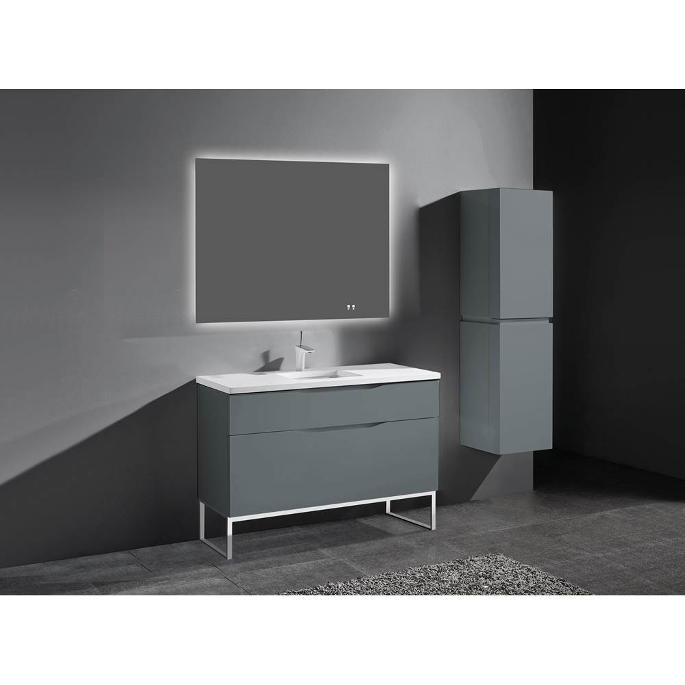Madeli Milano 48''. Studio Grey, Free Standing Cabinet. 1-Bowl, Polished Chrome S-Legs (X2), 47-5/8''X18''X33-1/2''