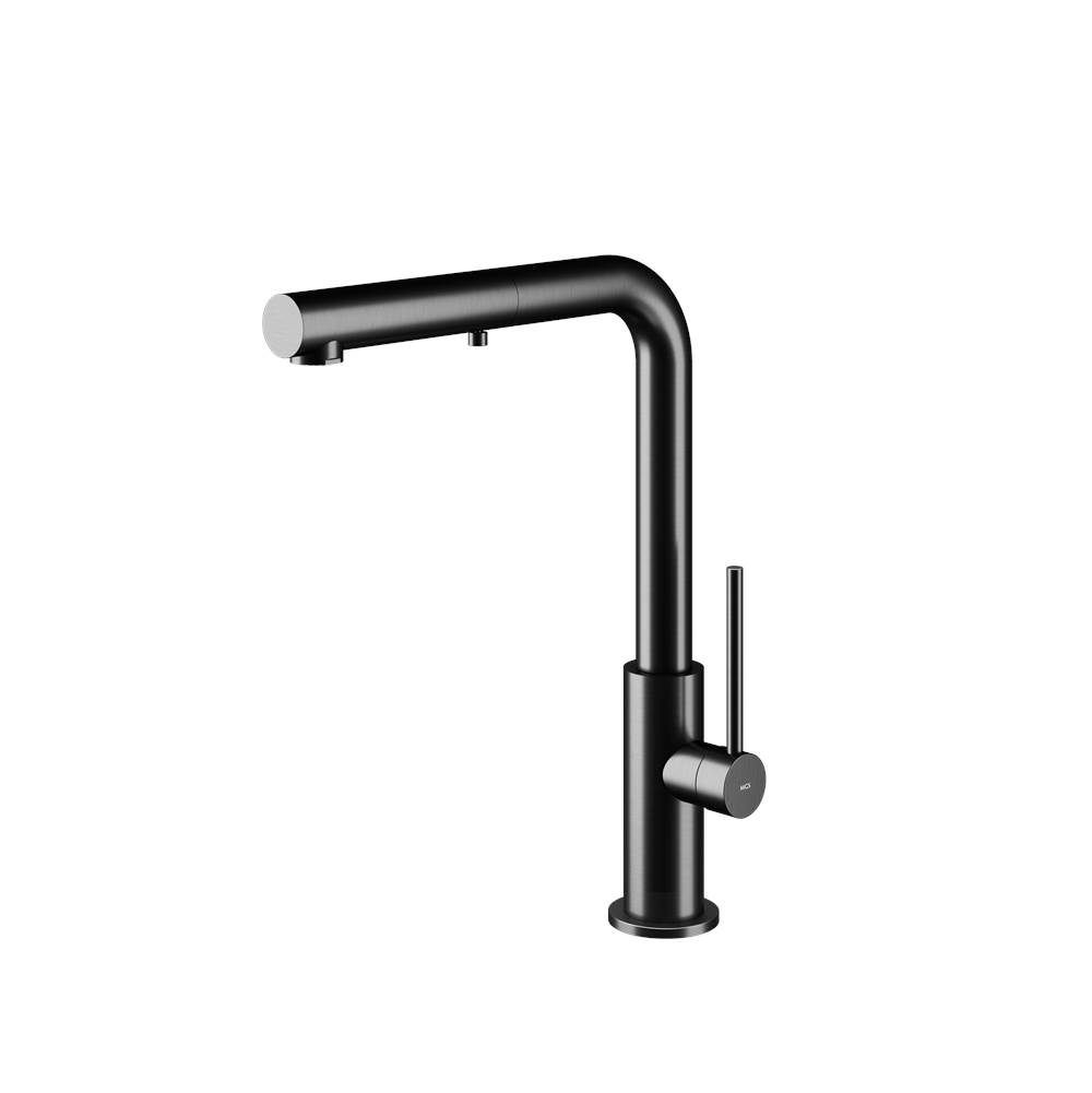 MGS Cucina Spin HD Kitchen Faucet with Pull-out Spray Stainless Steel Matte Black PVD 13'' Height 8-7/8'' Projection