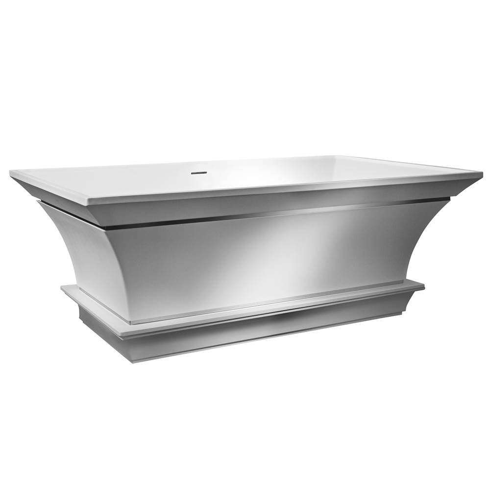MTI Baths Intarcia Sculpturestone Freestanding W/Inverted Pedestal Soaker - Gloss White (67X40)