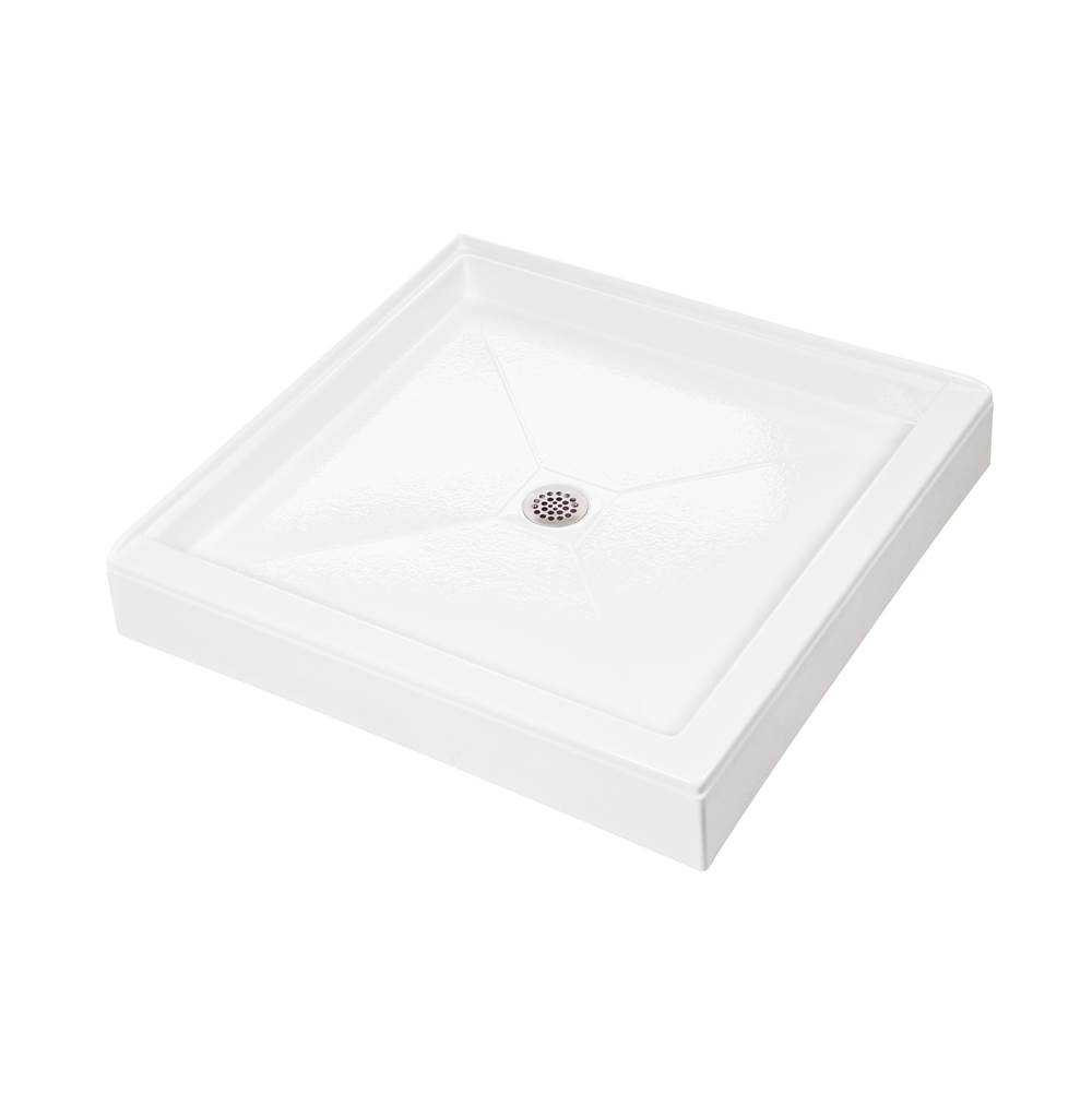 MTI Baths 4848 Acrylic Cxl Center Drain Dual 2-Sided Integral Tile Flange - Biscuit