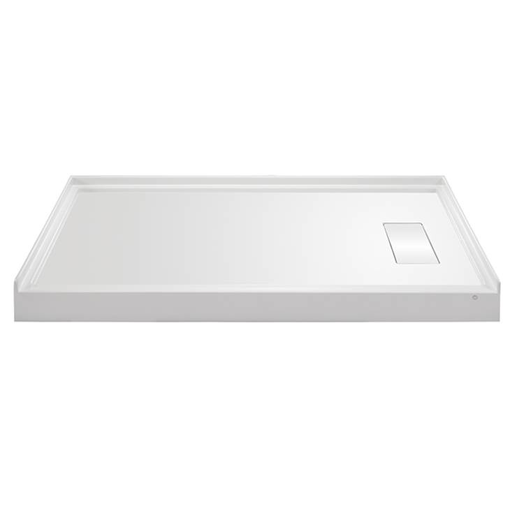 MTI Baths 6036  Acrylic Cxl Lh Offset Hidden Drain 3-Sided Integral Tile Flange - White