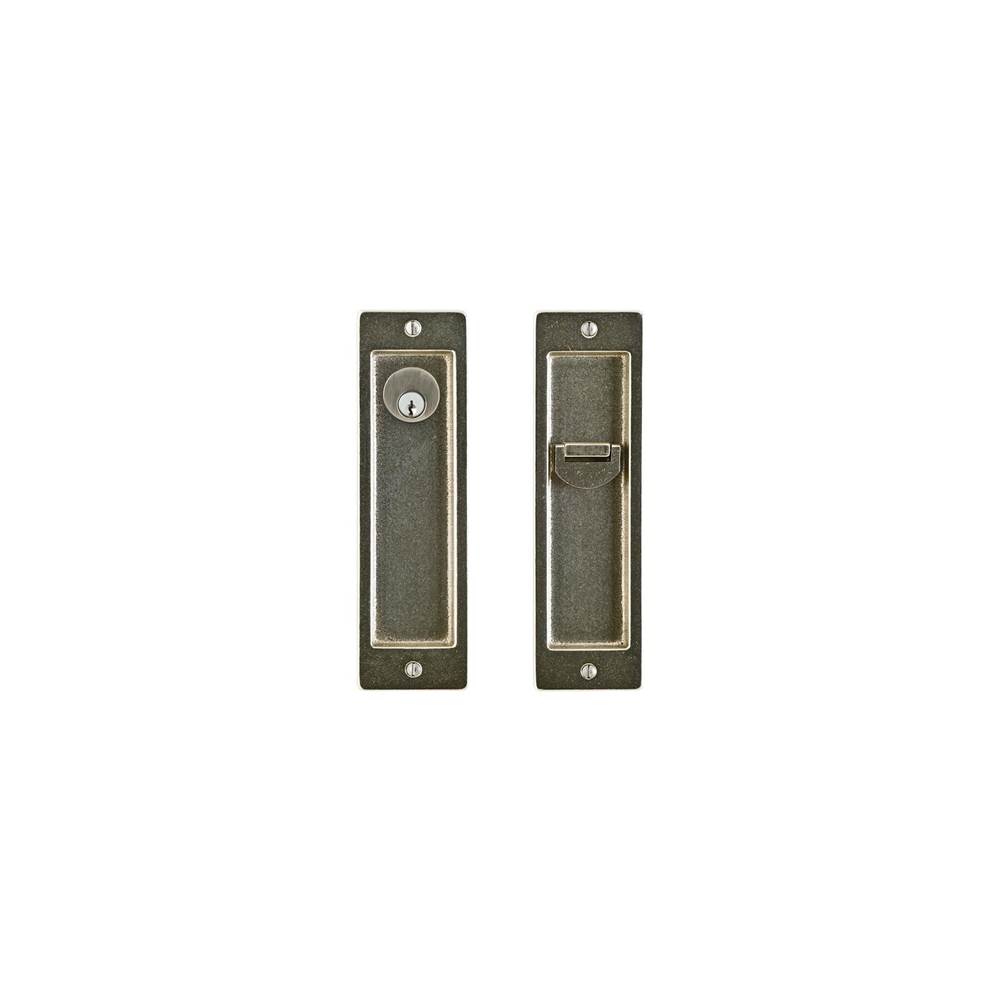 Rocky Mountain Hardware Rectangular Escutcheon Sliding Door Lock, Single, Entry