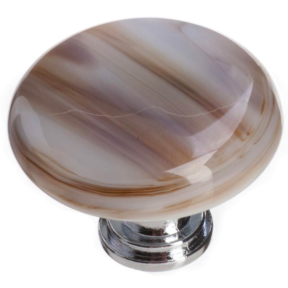 Sietto Cirrus White With Brown Round Knob With Oil Rubbed Bronze Base