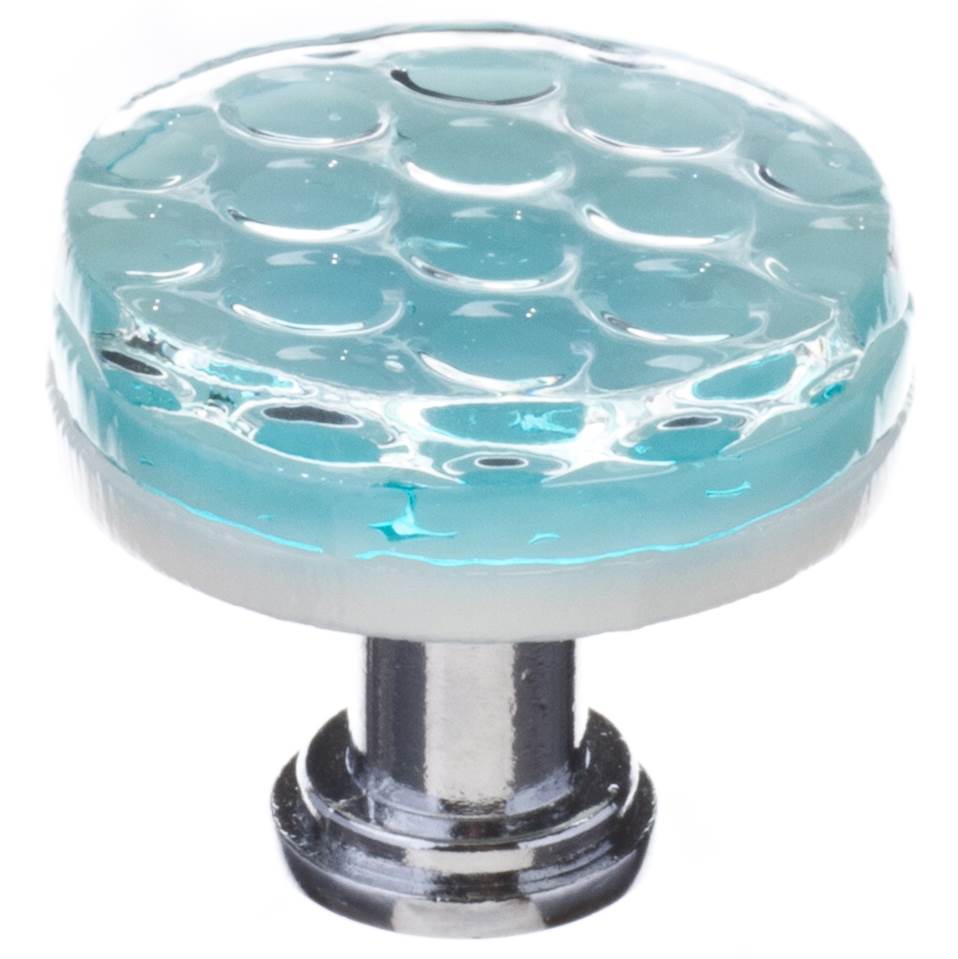 Sietto Honeycomb Light Aqua Round Knob With Polished Chrome Base