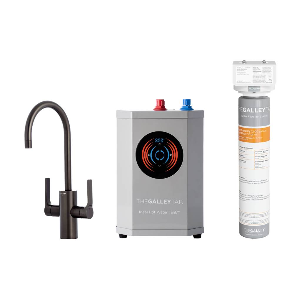 The Galley Ideal Hot & Cold Tap PVD Satin Black Stainless Steel, Ideal Hot Water Tank  and Water Filtration System