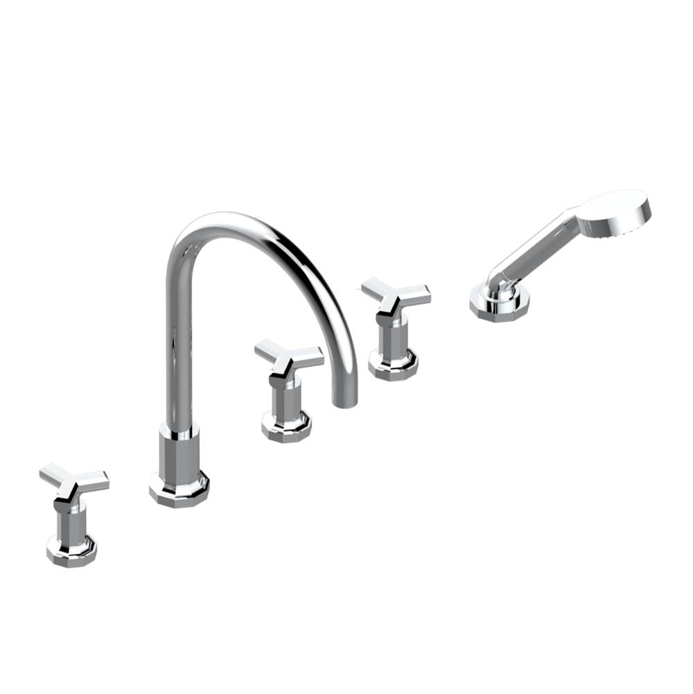 THG Roman tub set with 2 x 3/4'' valves and rim mounted ceramic mixer with progressive cartridge and handshower