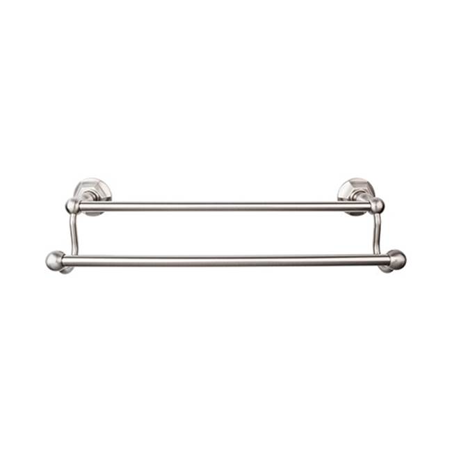 Top Knobs Edwardian Bath Towel Bar 30 Inch Double - Hex Backplate Brushed Satin Nickel