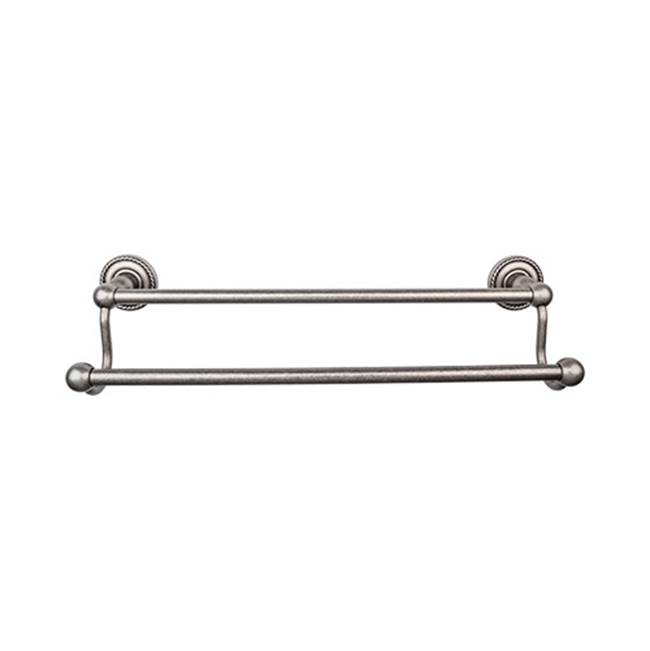 Top Knobs Edwardian Bath Towel Bar 18 In. Double - Rope Backplate Antique Pewter