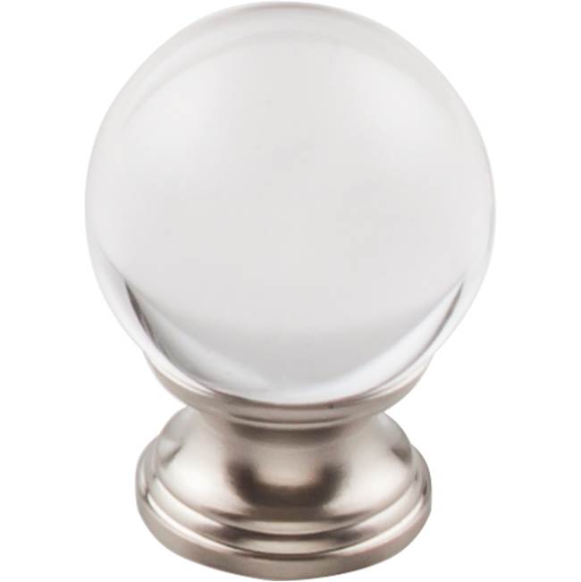 Top Knobs Clarity Clear Glass Knob 1 3/8 Inch Brushed Satin Nickel Base