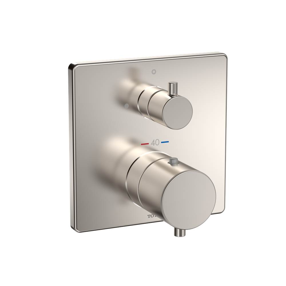 TOTO Toto® Square Thermostatic Mixing Valve With Volume Control Shower Trim, Brushed Nickel