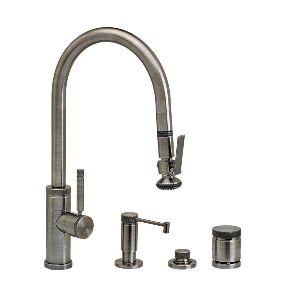 Waterstone Waterstone Industrial PLP Pulldown Faucet - Lever Sprayer - Angled Spout - 4pc. Suite