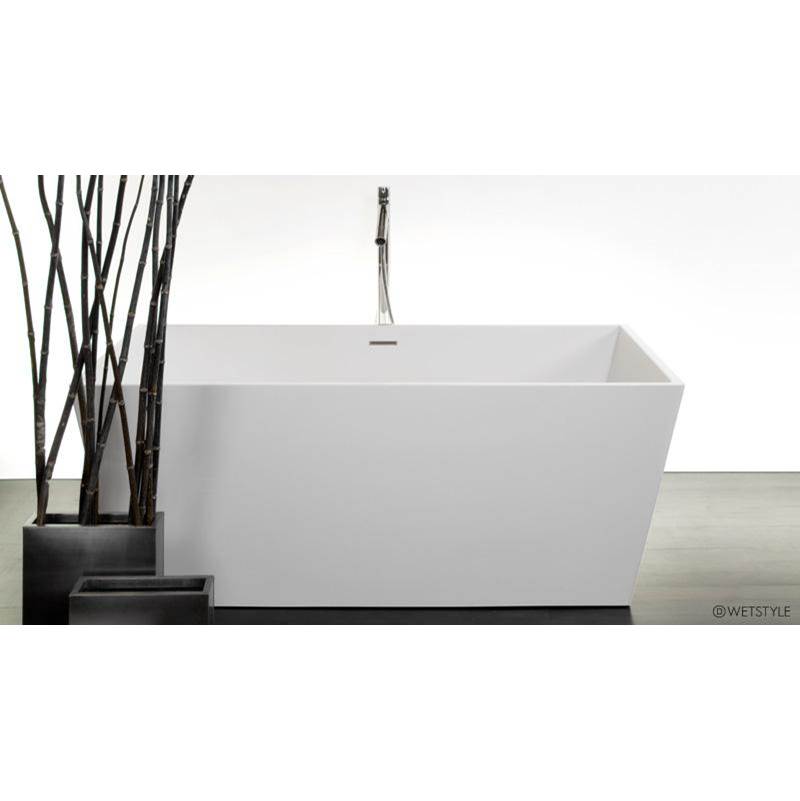 WETSTYLE Cube Bath 60 X 30 X 22.5 - Fs - Built In Nt O/F & Sb Drain - White True High Gloss