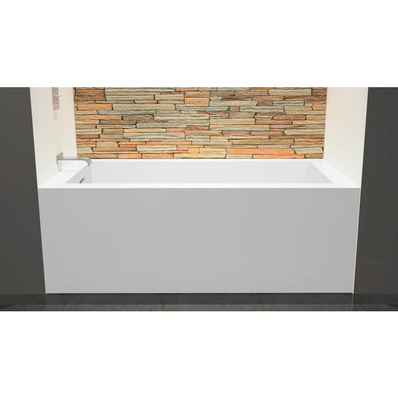WETSTYLE Cube Bath 60 X 32 X 21 - 2 Walls - R Hand Drain - Built In Nt O/F & Sb Drain - Copper Con - White Matt