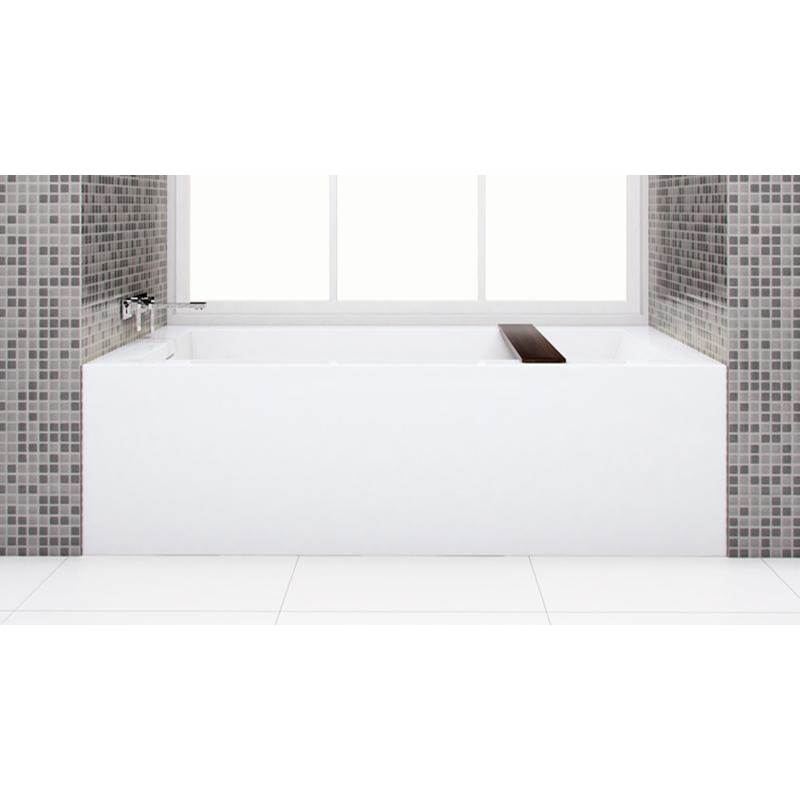WETSTYLE Cube Bath 66 X 32 X 19.75 - 1 Wall - L Hand Drain - Built In Nt O/F & Sb Drain - White True High Gloss