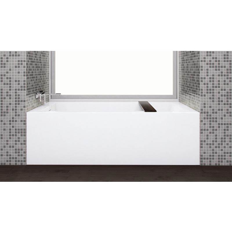 WETSTYLE Cube Bath 60 X 30 X 18 - 2 Walls - L Hand Drain - Built In Bn O/F & Drain - White True High Gloss