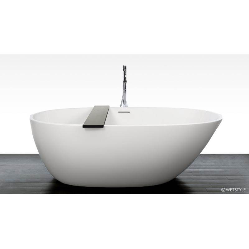 WETSTYLE Be Bath 70 X 38 X 22 - Fs  - Built In Nt O/F & Pc Drain -  Surround Wood Shelf -  Oak Stone Har Grey - White True High Gloss