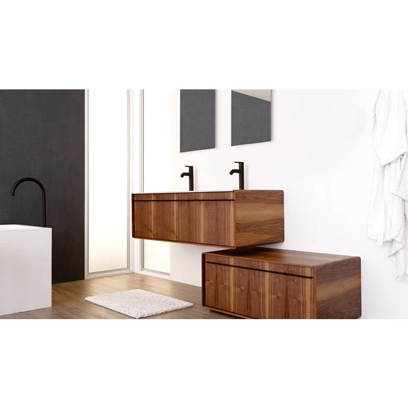 WETSTYLE Deco Vanity Freestanding 48'' - Wl Config Mozambique And White Matte Lacquer - Satin Brass Metal