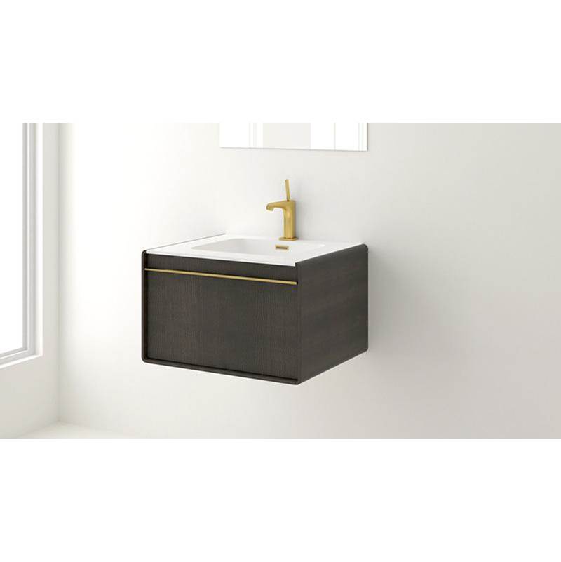 WETSTYLE Deco Vanity Wallmount 48'' - Wl Config Oak Natural And White Matte Lacquer - Satin Brass Metal