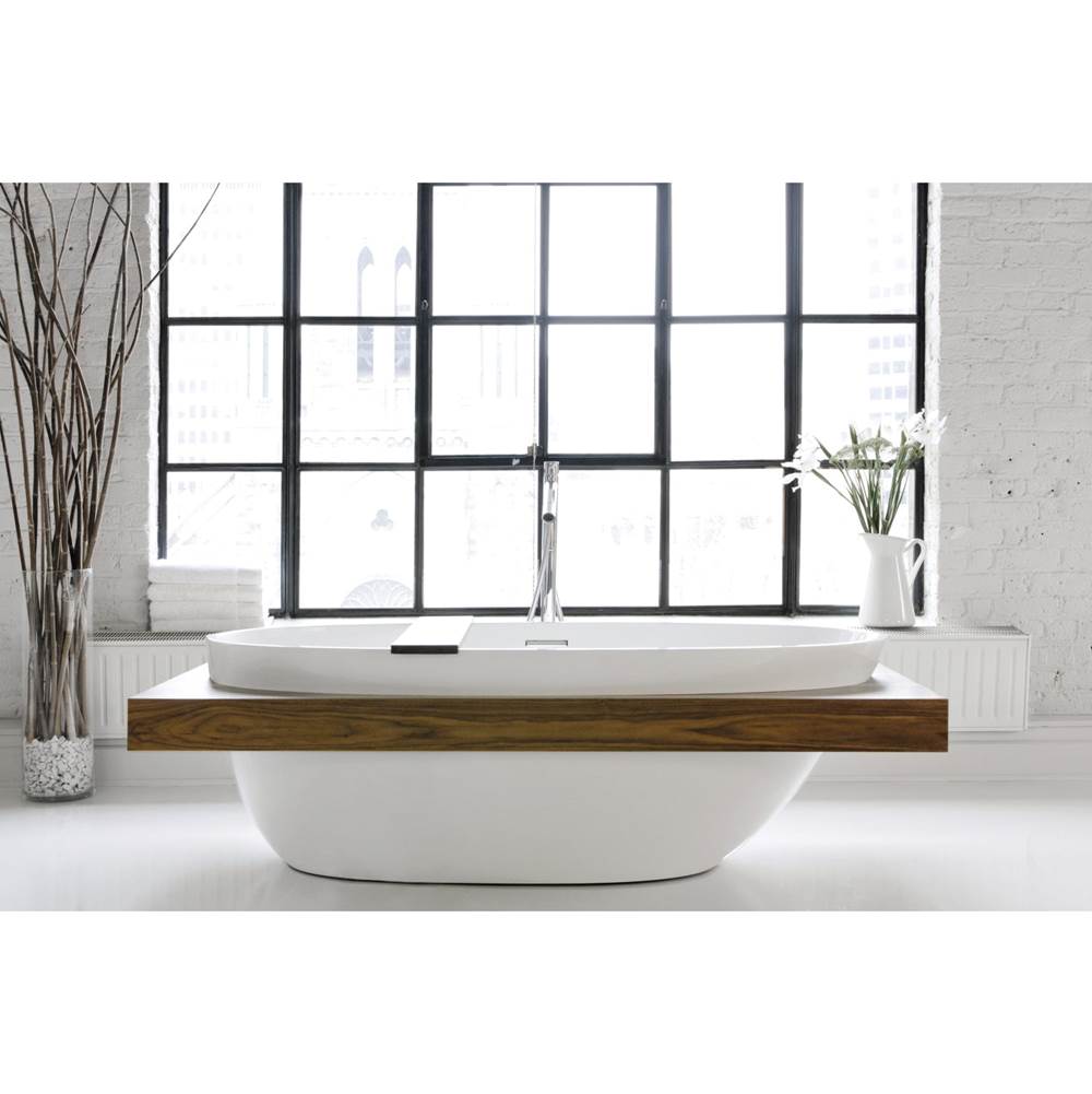 WETSTYLE Be Bath 70 X 38 X 22 - Fs  - Built In Nt O/F & Wh Drain -  Surround Wood Shelf -  Oak Wenge - White True High Gloss