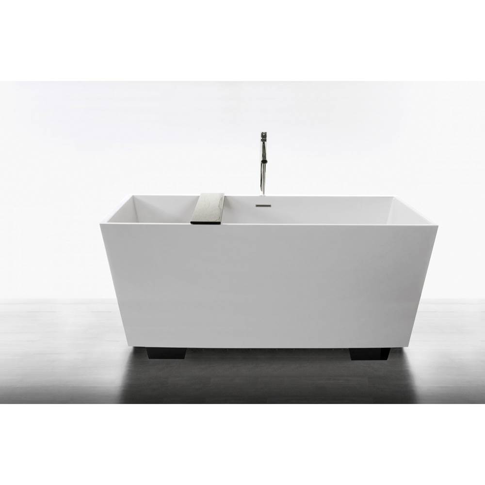 WETSTYLE Cube Bath 60 X 30 X 24.25 - Fs  - Built In Nt O/F & Wh Drain - Copper Conn - Wetmar Bio Feet Dark Brown - White Matte