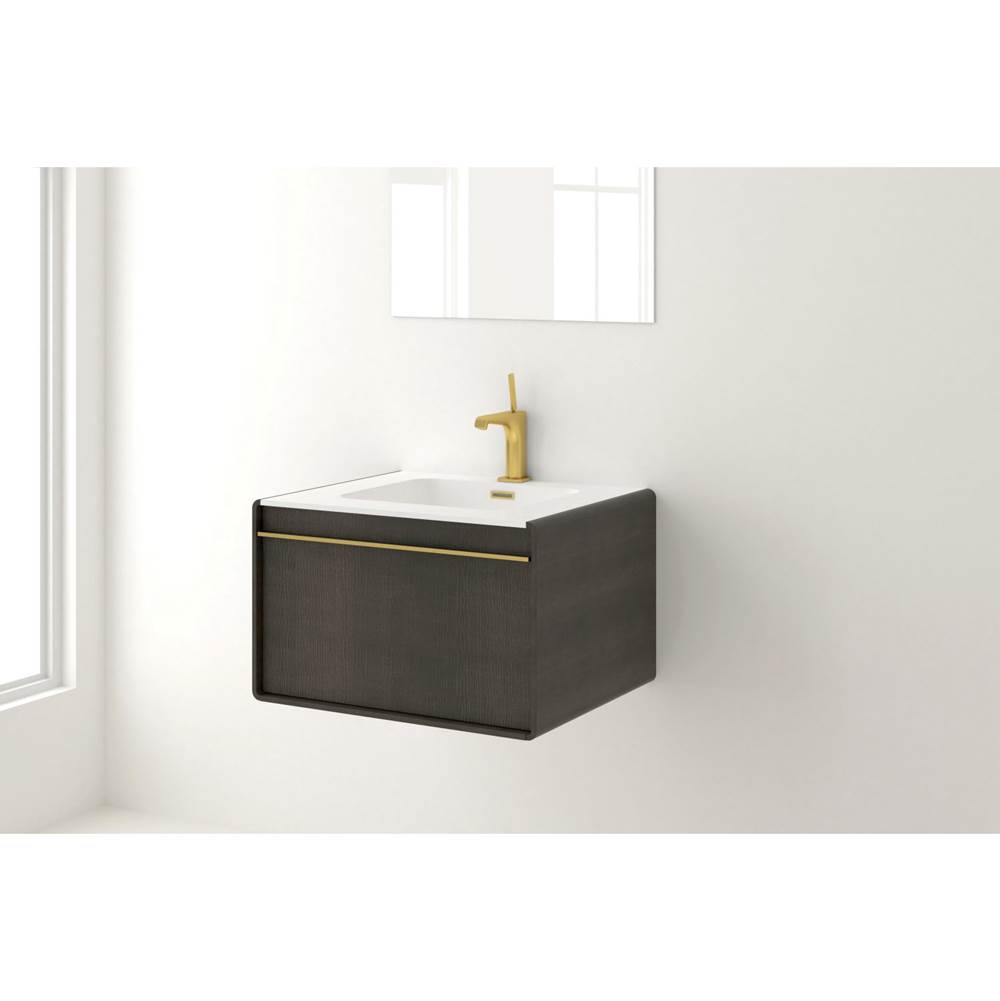 WETSTYLE Deco Vanity Wallmount 48'' - Wl Config Oak Coffee Bean And Matte Lacquer Stone Harbour Grey - Brushed Steel