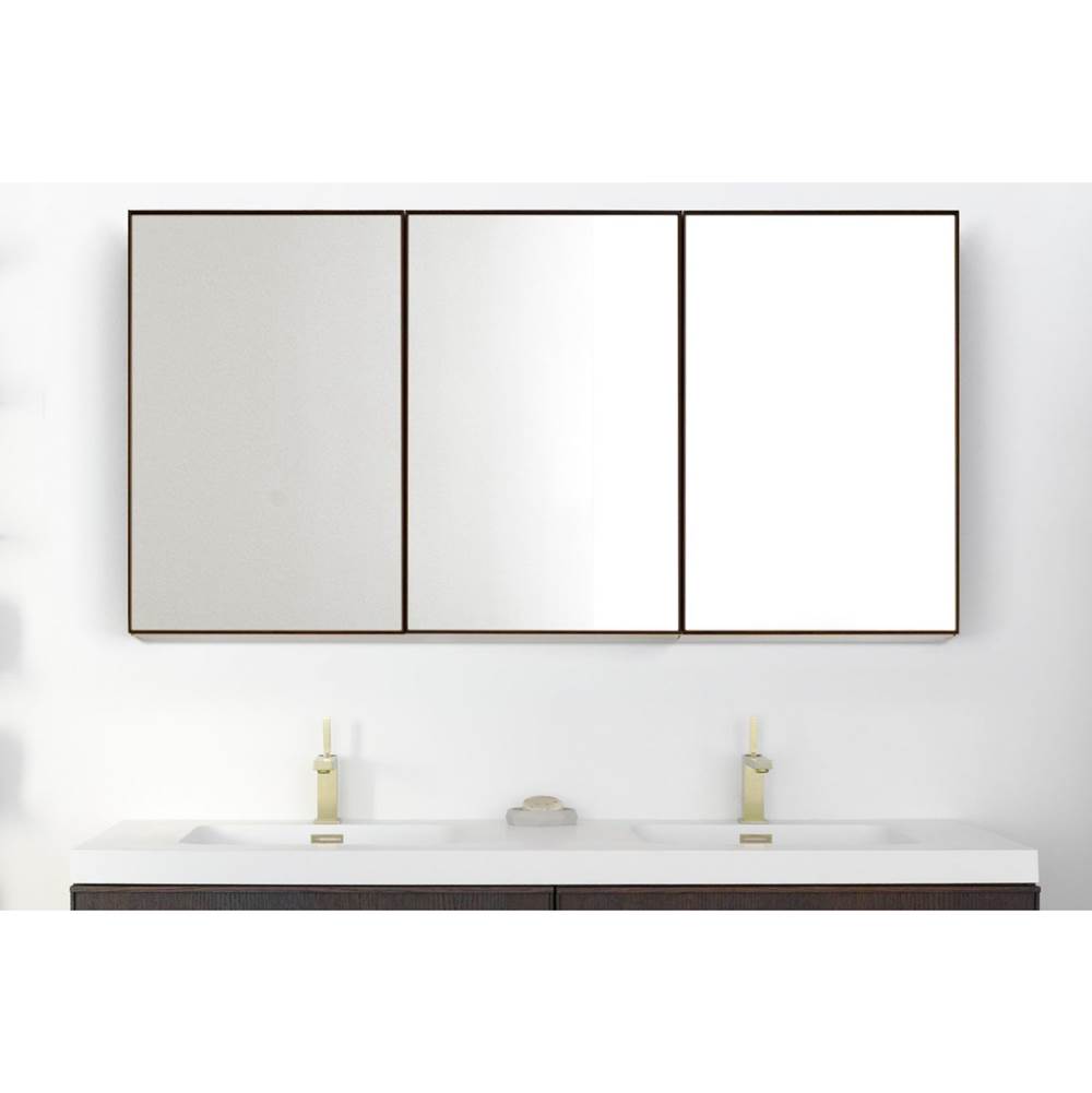 WETSTYLE Furniture Frame Linea  -  Mirror Cabinet 24'' Left -  Wood Side Panels -  Oak Coffee Bean -  Defog -  Led